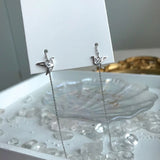 925 Silver Bird Drop Earrings Geometric Long Threader Earrings