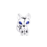 925 Sterling Silver Blue-Eyed Fox Charm Bead for Bracelet
