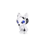 925 Sterling Silver Blue-Eyed Fox Charm Bead for Bracelet