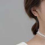 925 Silver Bowknot Threader Earrings Long Chain Drop Earrings Women Girls