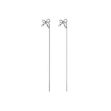 925 Silver Bowknot Threader Earrings Long Chain Drop Earrings Women Girls