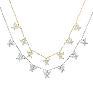 925 Silver Butterfly Pendant Necklace Cz for Women