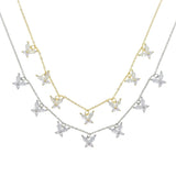 925 Silver Butterfly Pendant Necklace Cz for Women