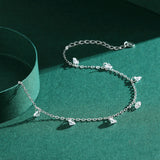 925 Silver CZ Chain Bracelet Ten Hearts Diamond Pendant