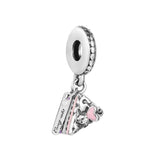 925 Sterling Silver Celebration Cake Dangle Charms Beads Fit Bracelet