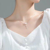 925 Sterling Silver Cherry Flower Shell Tassel Necklace for Women