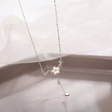 925 Sterling Silver Cherry Flower Shell Tassel Necklace for Women