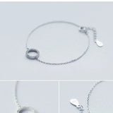 925 Sterling Silver Circle Bracelet Geometric Zircon Chain