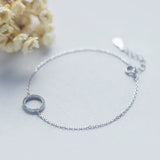 925 Sterling Silver Circle Bracelet Geometric Zircon Chain
