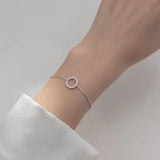 925 Sterling Silver Circle Bracelet Geometric Zircon Chain