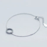 925 Sterling Silver Circle Bracelet Geometric Zircon Chain