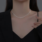 925 Sterling Silver Choker Necklace Retro Chains Women Short Necklaces
