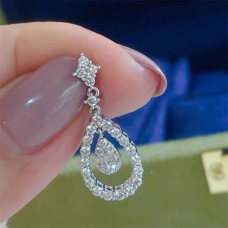 925 Sterling Silver Crystal Zircon Necklace Wedding Bridal Jewelry
