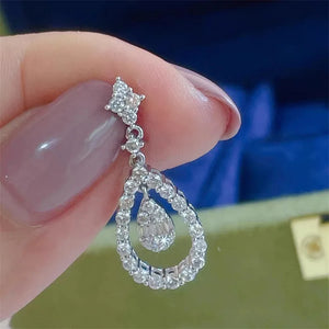 925 Sterling Silver Crystal Zircon Necklace Wedding Bridal Jewelry
