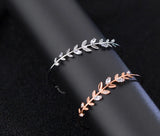 925 Silver CZ Olive Branch Bangle Bracelet with Tassel