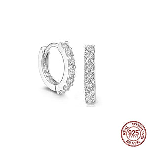 925 Sterling Silver Crystal Circle Earring For Women Jewelry Gift