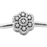 925 Sterling Silver Floral Beads Clear CZ Charms Bracelet Making Gift