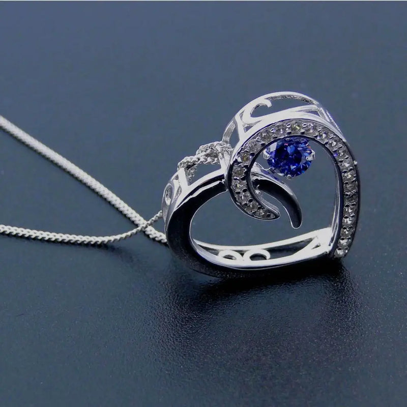 925 Sterling Silver Dancing Diamond CZ Pendant Necklace