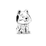 925 Sterling Silver Dog Charms Heart Dangles Beads Bracelets Bangle