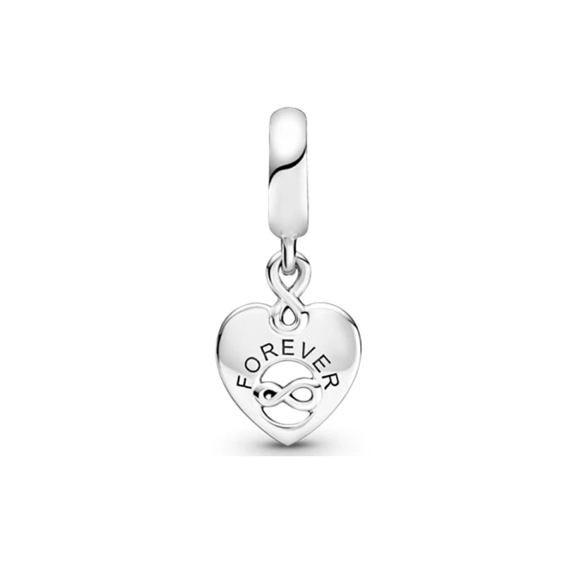925 Sterling Silver Dog Charms Heart Dangles Beads Bracelets Bangle