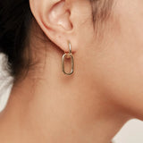 925 Sterling Silver Double Square Drop Earrings 18K Plated