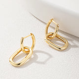 925 Sterling Silver Double Square Drop Earrings 18K Plated