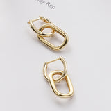 925 Sterling Silver Double Square Drop Earrings 18K Plated