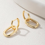 925 Sterling Silver Double Square Drop Earrings 18K Plated