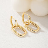 925 Sterling Silver Double Square Drop Earrings 18K Plated