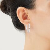 925 Silver Asymmetrical Heart Hoop Earrings Women Jewelry