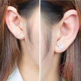 925 Sterling Silver Geometric Cat Ghost Tree Ballet Feather Stud Earrings