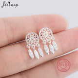925 Sterling Silver Geometric Cat Ghost Tree Ballet Feather Stud Earrings