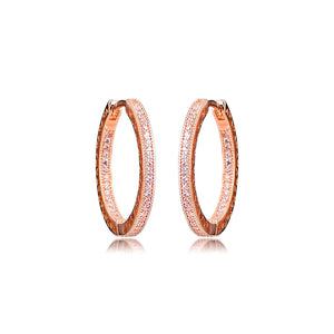 925 Sterling Silver Sparkling & Hearts Hoop Earrings for Women