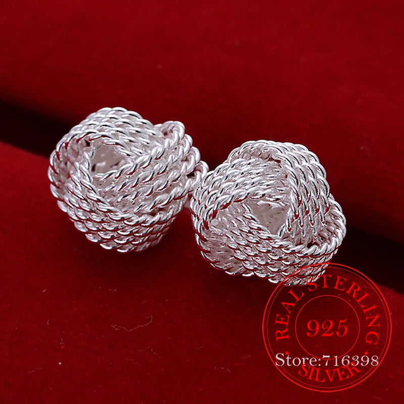 925 Sterling Silver Soft Winding Stud Earrings for Women
