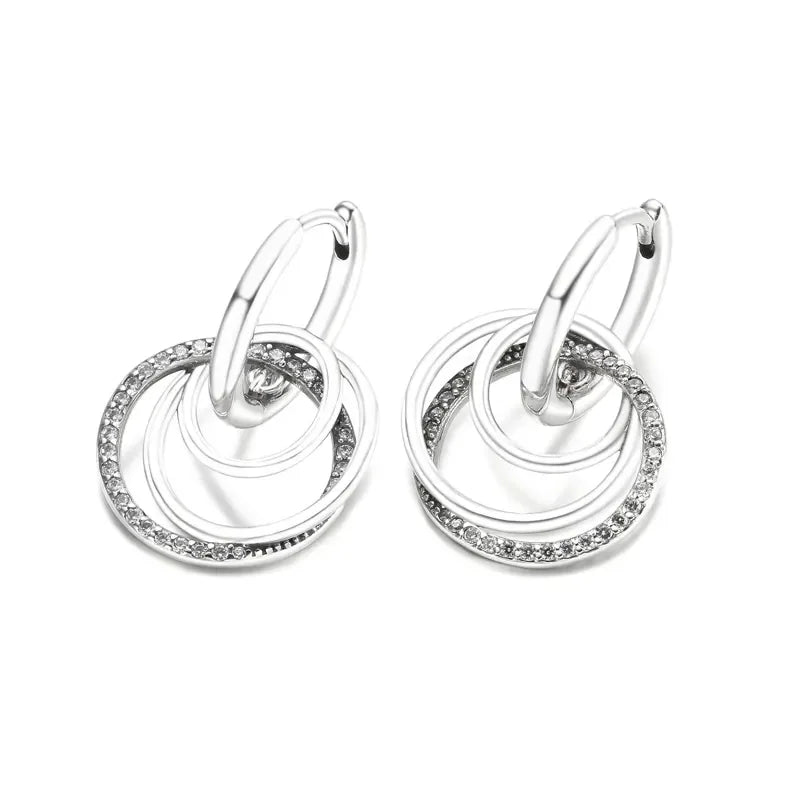 925 Silver Family Always Encircled Hoop Earrings for Women