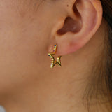 925 Silver Bling Star Earring Women Wedding Earings With Rainbow CZ