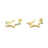 925 Silver Bling Star Earring Women Wedding Earings With Rainbow CZ