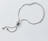 925 Sterling Silver 3mm Beads Charms Chain Bracelet