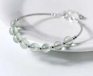 925 Silver Bracelet with Prehnite Stone Beads GTLS492