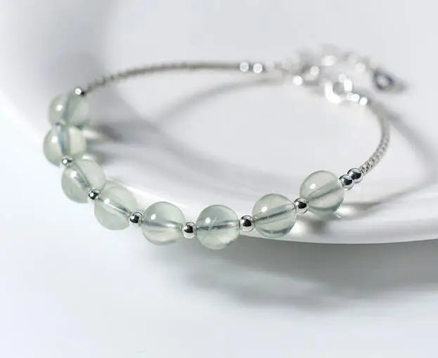 925 Silver Bracelet with Prehnite Stone Beads GTLS492