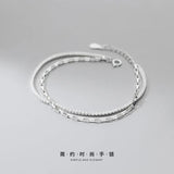 925 Silver Double Rows Oval Square Chain & CZ Tennis Bracelet