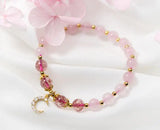 925 Silver Rose & Strawberry Quartz Bracelet