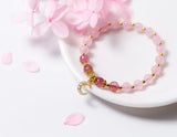 925 Silver Rose & Strawberry Quartz Bracelet