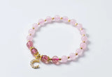 925 Silver Rose & Strawberry Quartz Bracelet