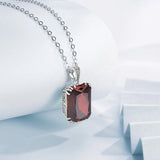 925 Silver Garnet Slide Pendant Necklace for Women
