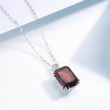 925 Silver Garnet Slide Pendant Necklace for Women