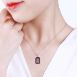 925 Silver Garnet Slide Pendant Necklace for Women