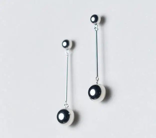 925 Sterling Silver Polished Round Ball Dangle Earrings