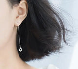 925 Silver Star of David Hebrew Shield Threader Earrings