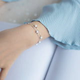 925 Sterling Silver Bracelet Brushed & Polished Round Beads LS764